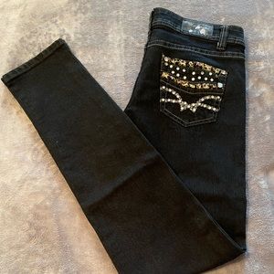 MI-JEANS USA Women jean’s Leopard Bling Straight Size 7 Black